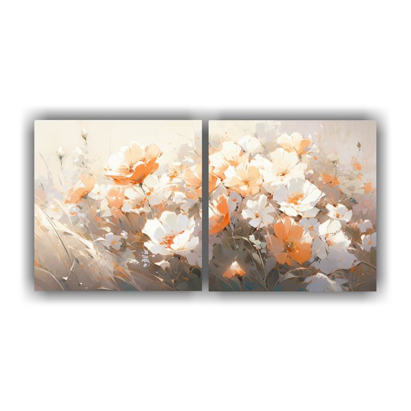 GENERICO - Lienzo Con Detalles Intrincados De Flores Blancas Y Naranjas 160x80cm