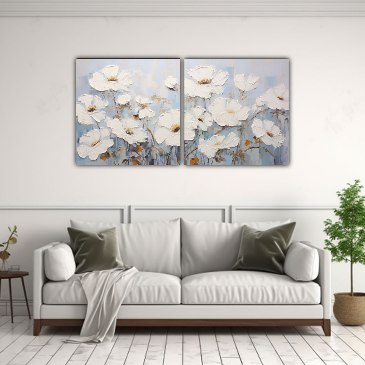 GENERICO - Pintura En Lienzo Estilo Surrealista De Dos Cuadros Cálidos 160x80cm