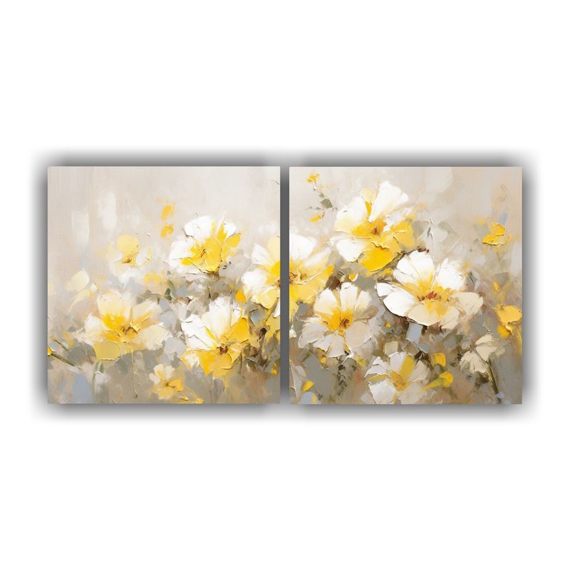 GENERICO - Pintura En Lienzo Horizontal Con Flores En Tonos Amarillos Y 160x80cm