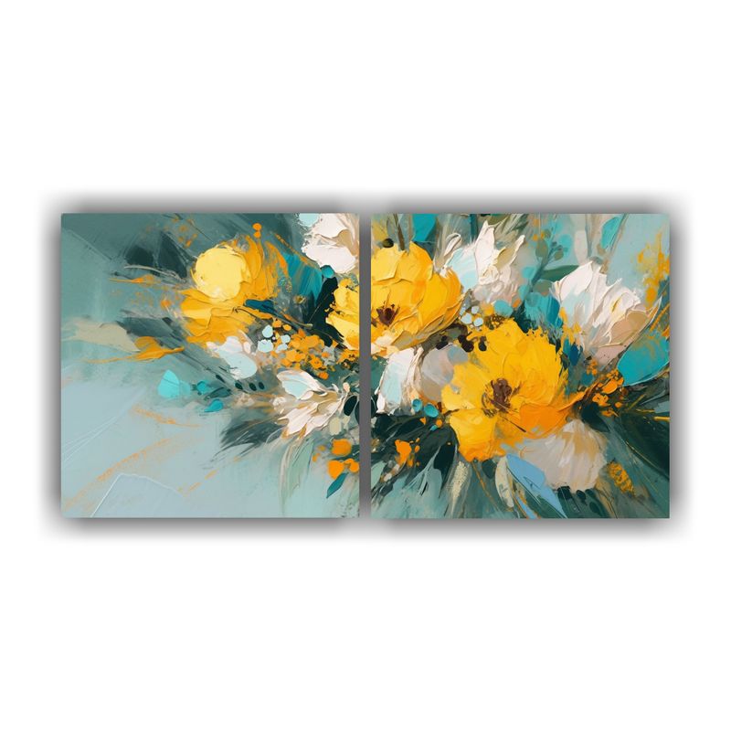 GENERICO - Conjunto De Cuadros En Bastidor De Colores Amarillo Y Azul D 160x80cm