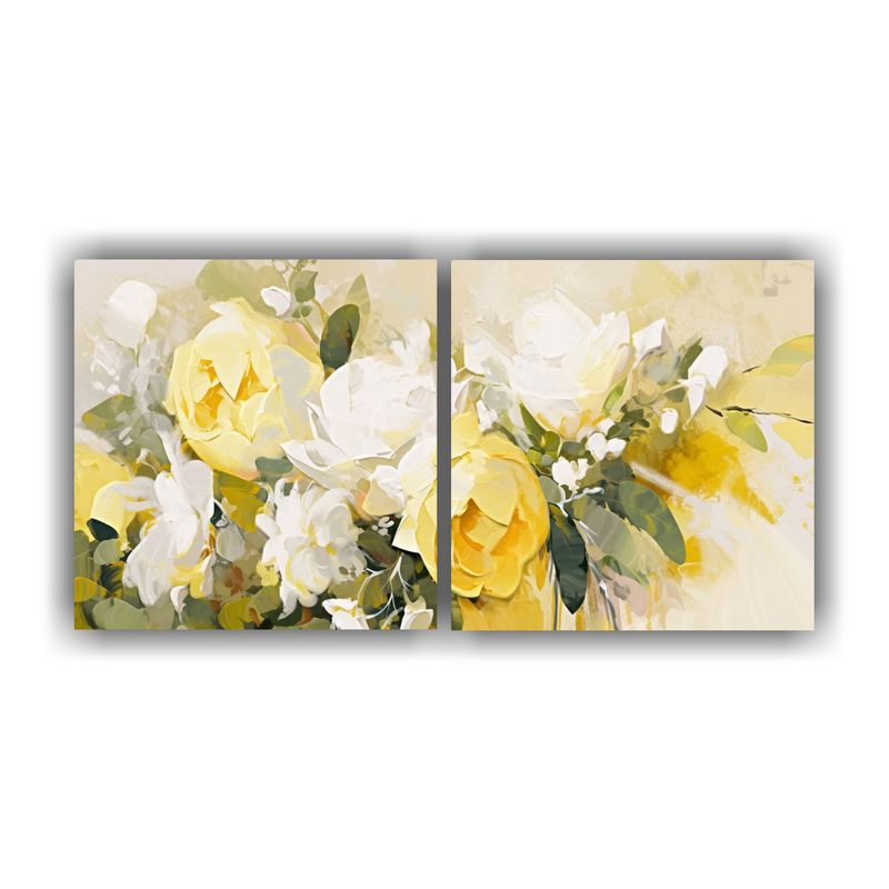 GENERICO - Pintura A Yellow AND White Colors Flores En Lienzo Decorativ 160x80cm
