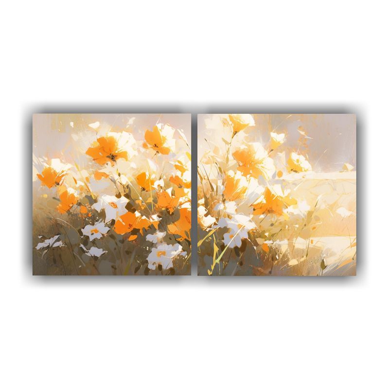 GENERICO - Cuadro Amarillo De Flores En Lienzo Estilo Decorativo 160x80cm