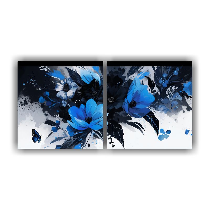 GENERICO - Diseño Bastidor Madera Colores Negro Y Azul Estilo Neonoir  160x80cm