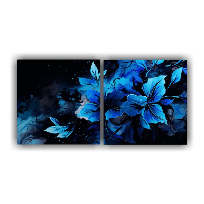 GENERICO - Conjunto 2 Cuadros Inspirador Clásico Negro Y Azul Atmosfer 160x80cm