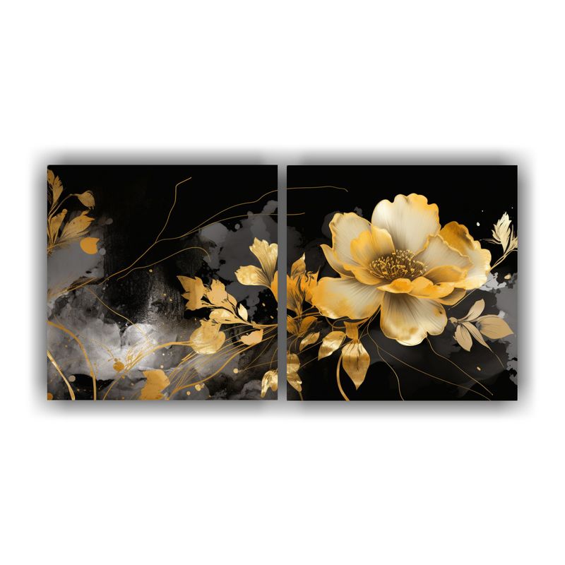 GENERICO - Pinturas En Lienzo Acuarela Protagonismo Dorado Y Negro Con  100x50cm