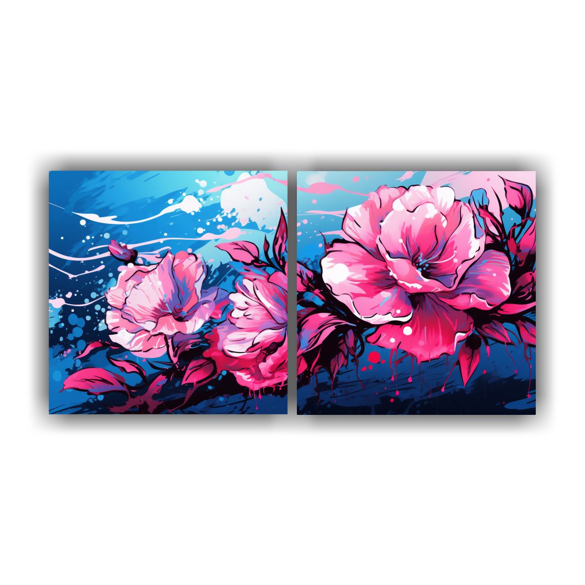 GENERICO - Set 2 Telas En Bastidor Espectacular Urbano En Tonos Rosa Y  160x80cm