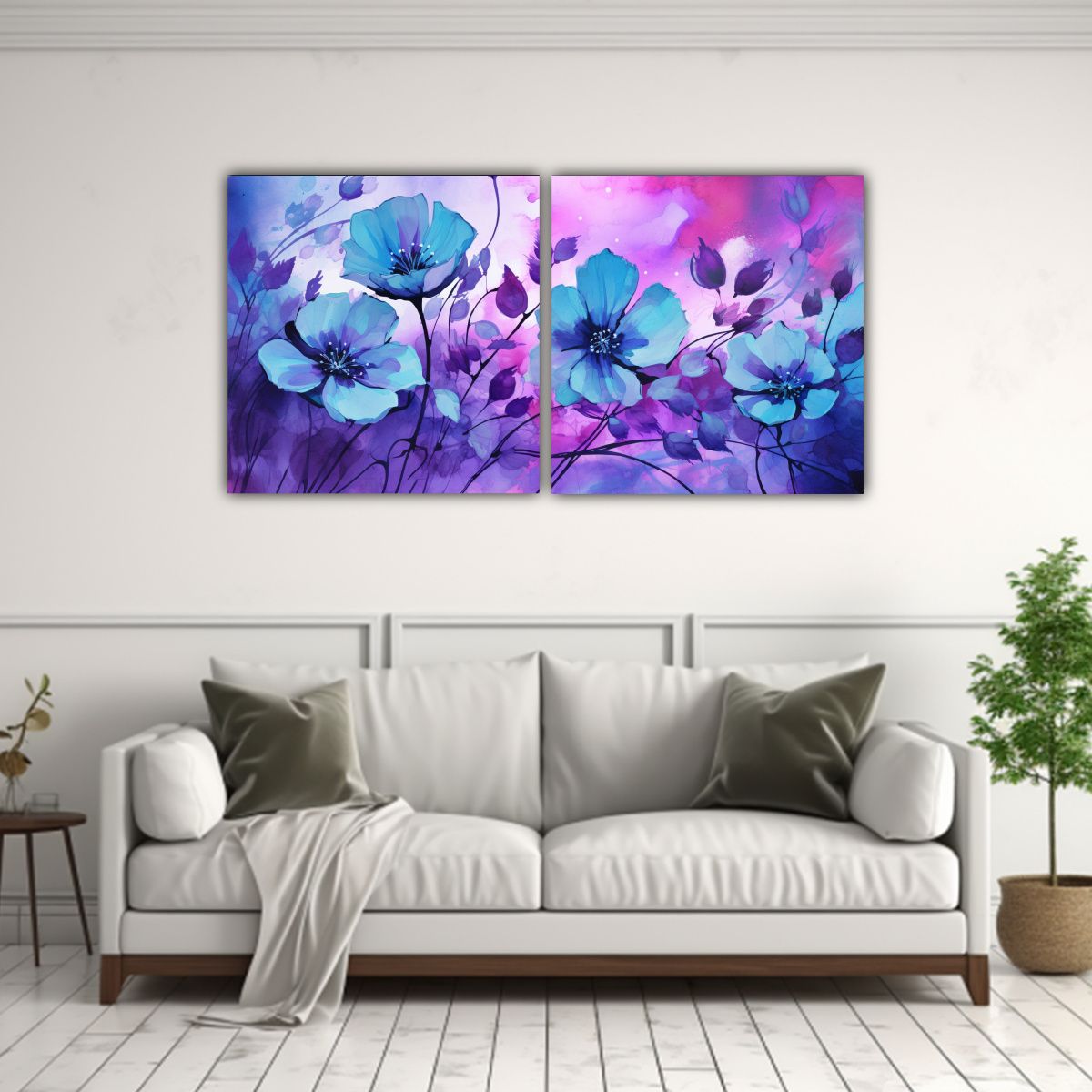 GENERICO - Lienzos De Tela Decorativo Minimalista En Tonos Púrpura Y A 160x80cm