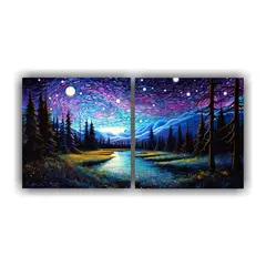 GENERICO - Decorativos Cuadros De Elegancia Nocturna En Los Colores Pú 160x80cm