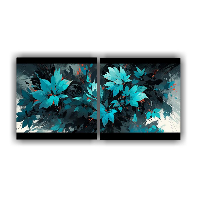 GENERICO - Cuadros Concepto Habitación Turquesa Y Negro Atmosfera Neon 160x80cm