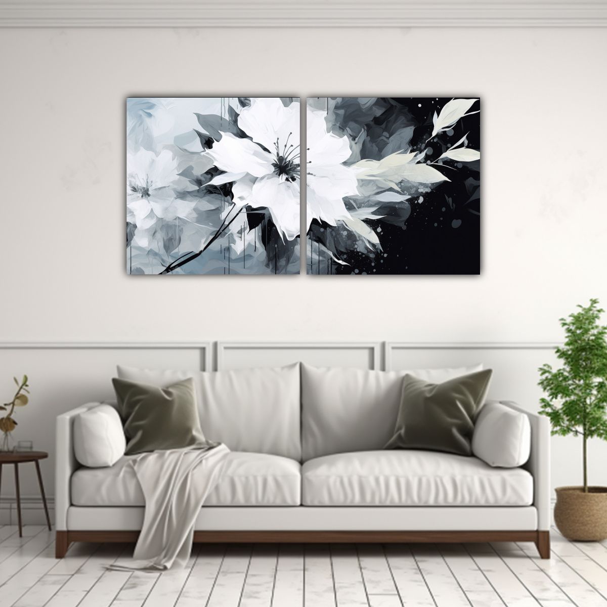 GENERICO - Cuadros De Tela En Blanco Y Negro Con Movimiento Para Sala E 160x80cm