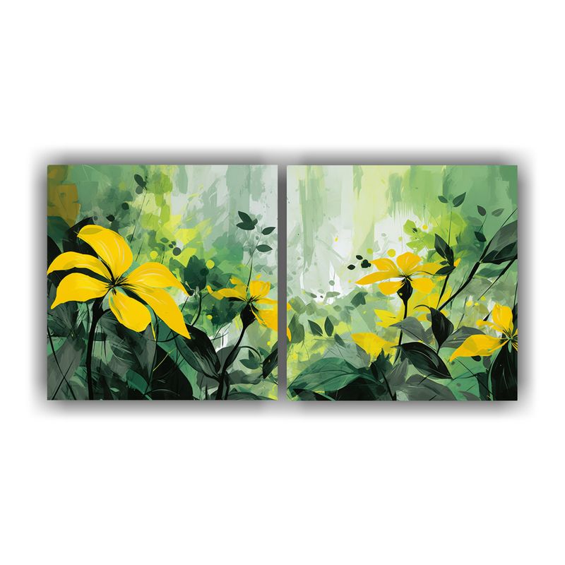 GENERICO - Pinturas Decorativas Con Detalles Amarillos Y Verdes En Esti 160x80cm