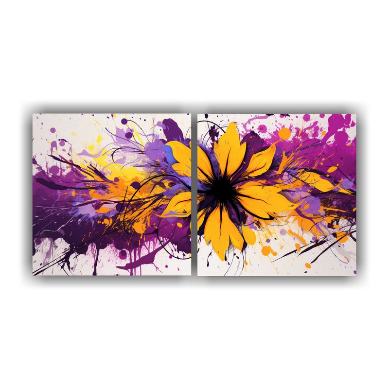 GENERICO - Pinturas Decorativas Abstractas En Tonos Amarillo Y Morado C 160x80cm