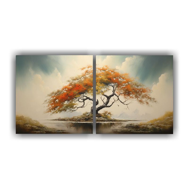 GENERICO - Pintura Abstracta De árbol De Acacia En Estilo Detallado De 160x80cm