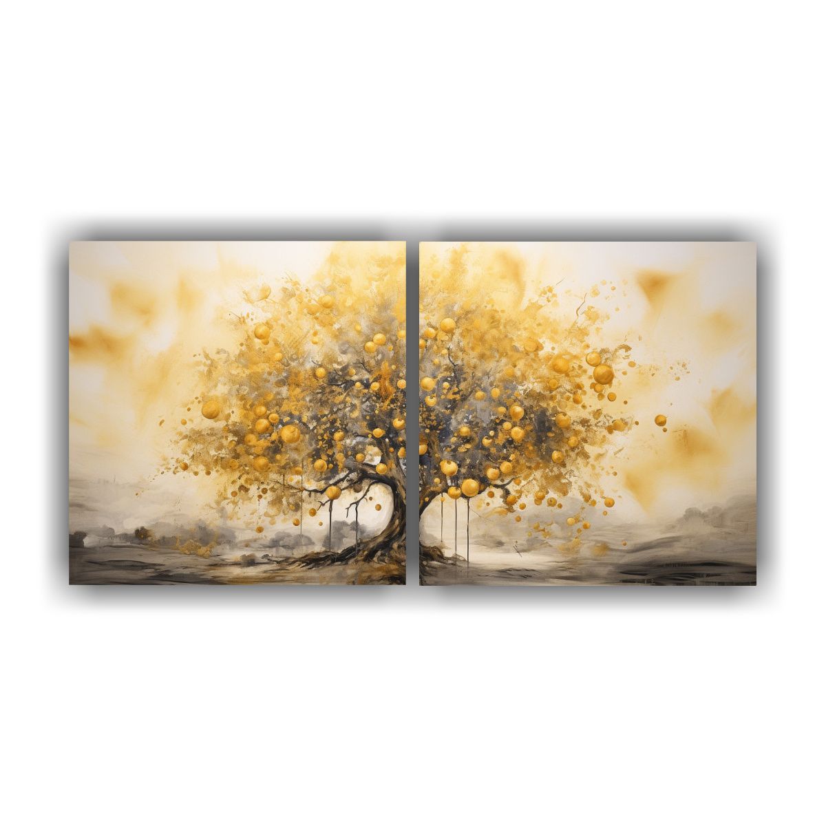 GENERICO - Pintura Abstracta Innovadora De Diptico Decorativo A Árbol  160x80cm