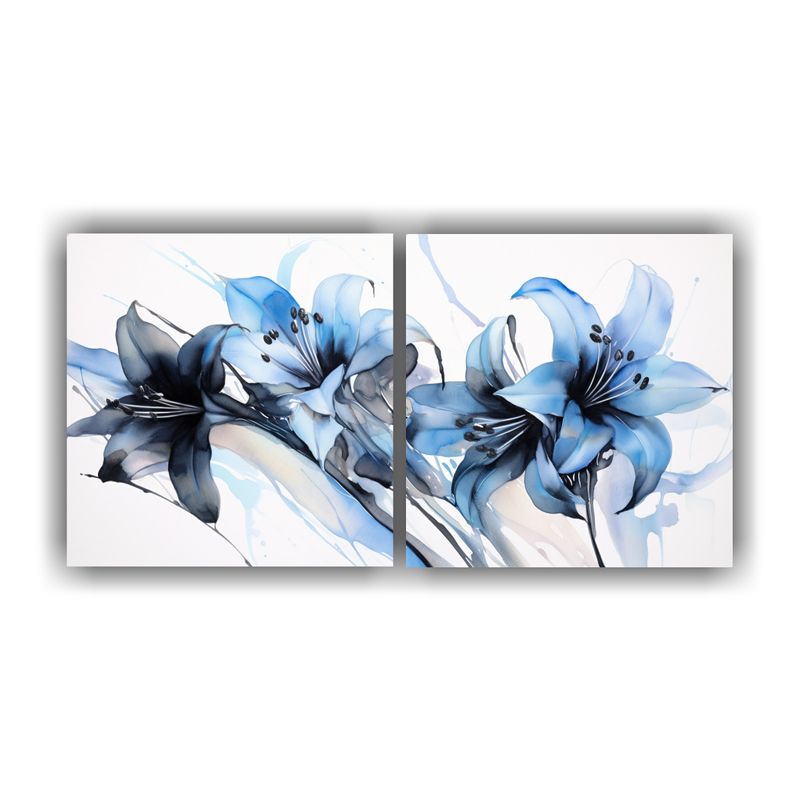GENERICO - Set 2 Lienzos Modernos: Pintura Abstracta Amaryllis Negro Y  160x80cm