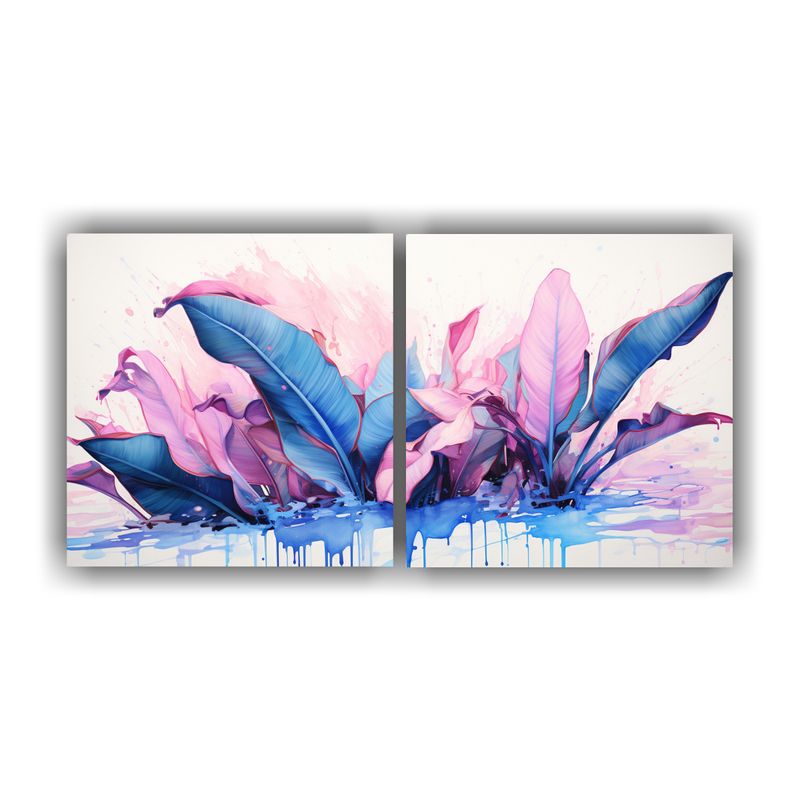 GENERICO - Pintura Abstracta De árbol De Plátano En Colores Rosa Y Az 160x80cm