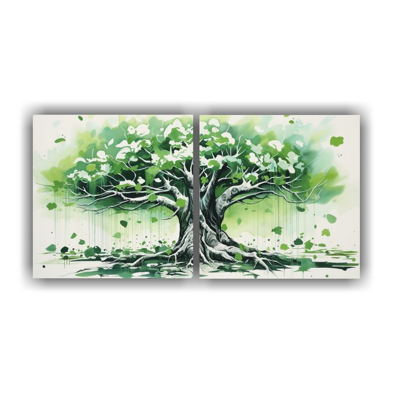 GENERICO - Cuadros Decorativos De Naturaleza Viva Colores Verde Y Blanc 160x80cm