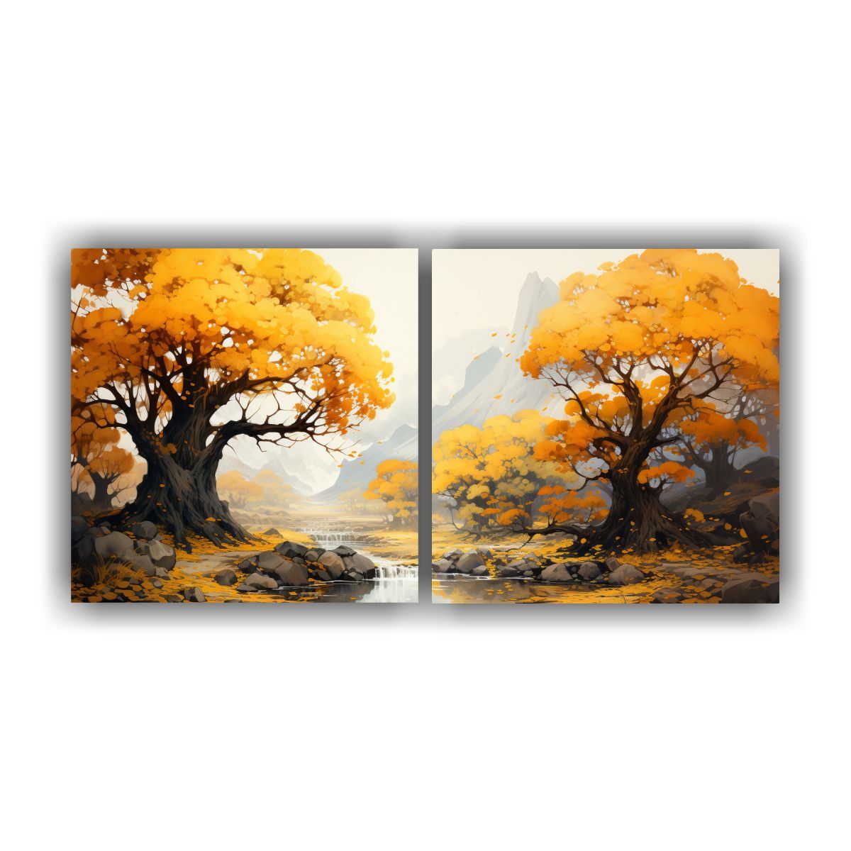 GENERICO - Conjunto De Lienzos De Inspiración Actuales En Colores Amar 160x80cm