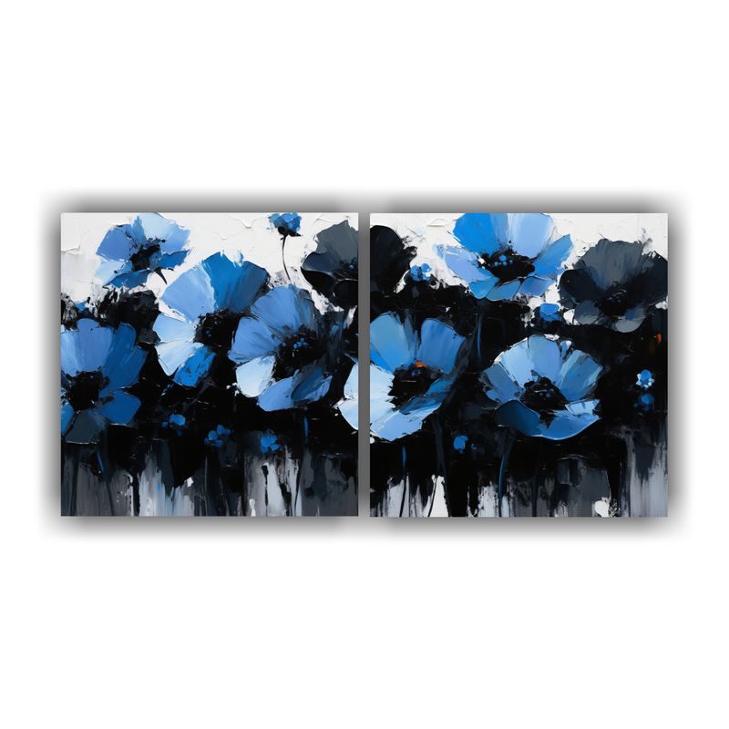 GENERICO - Pintura En Bastidor Expresión Fantasía En Negro Y Azul Con 160x80cm