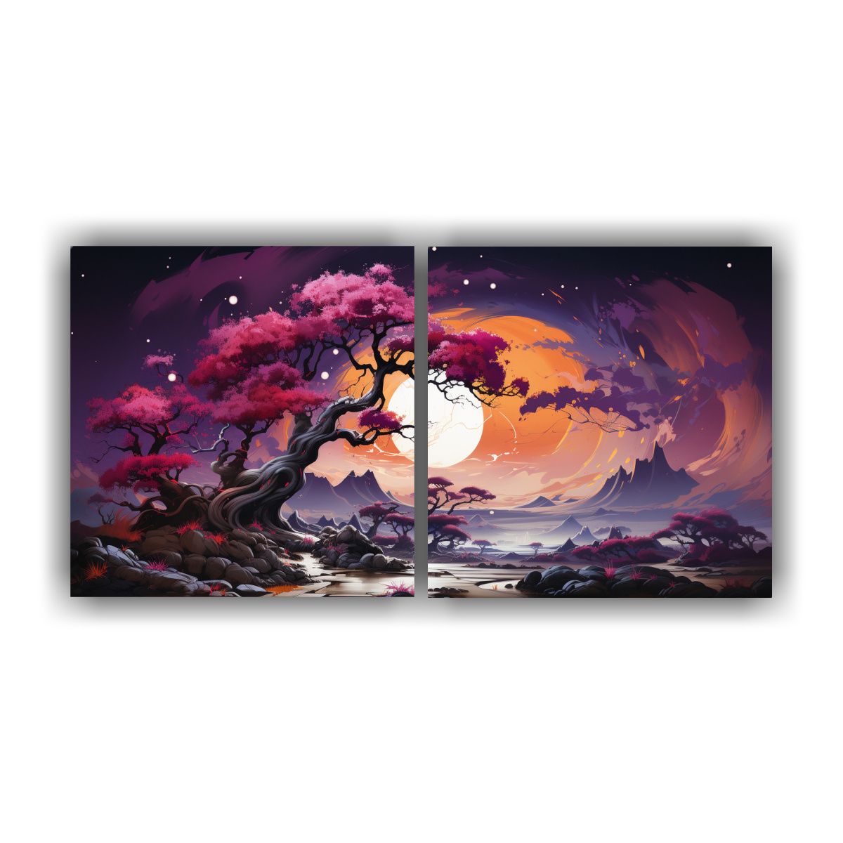 GENERICO - Pintura Decorativa Lienzos Concepto Calidez A Árbol Bonsái 160x80cm