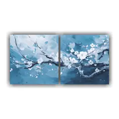 GENERICO - Pintura Decorativa De Dos Lienzos En Movimiento, Con árbol 80x40cm