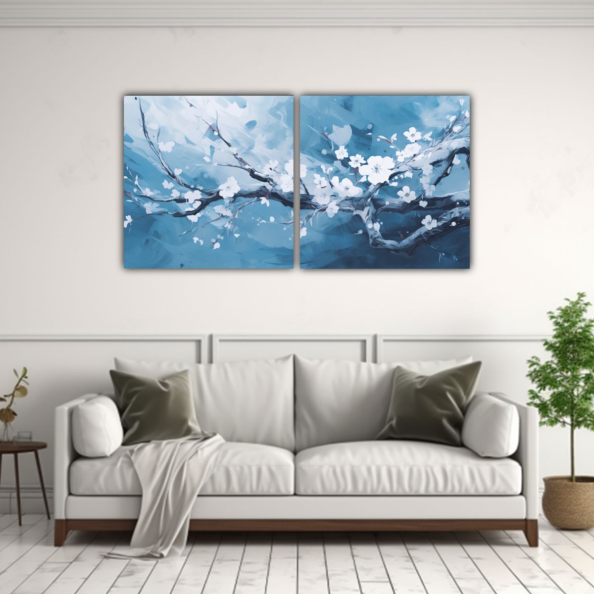 GENERICO - Pintura Decorativa De Dos Lienzos En Movimiento, Con árbol  80x40cm