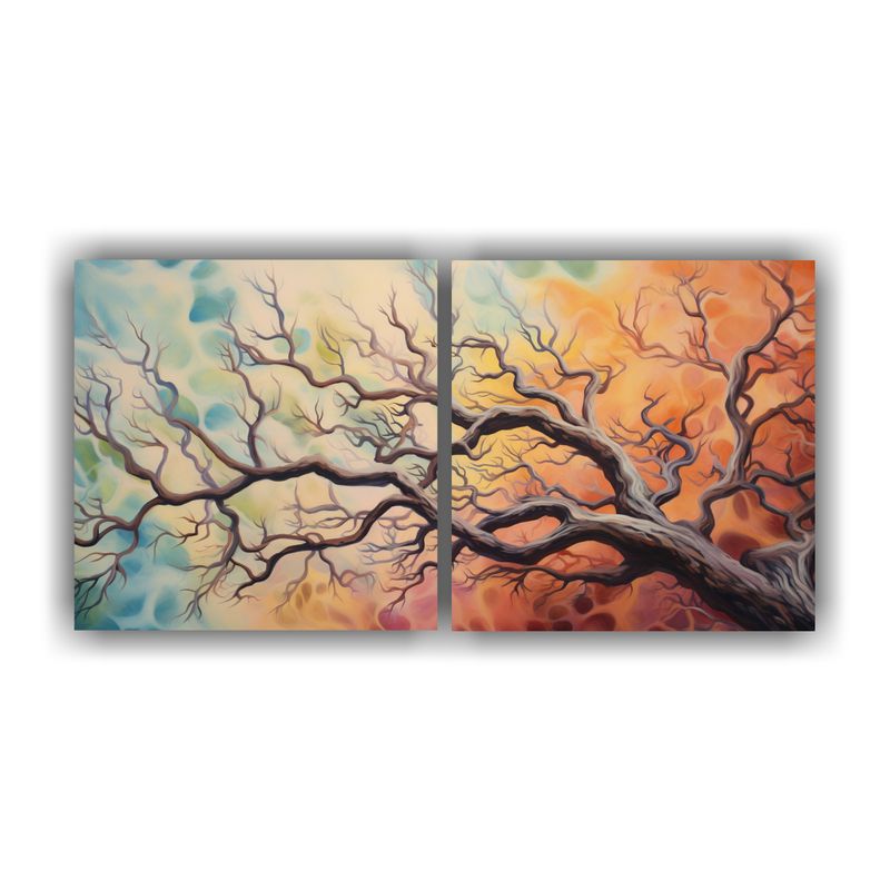 GENERICO - Cuadro Abstracto De árbol De Algodonero, Pintura Detallada  160x80cm