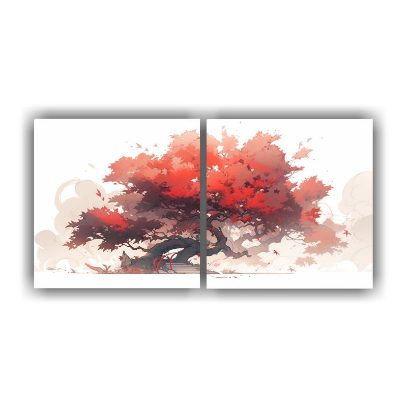 GENERICO - Pintura Decorativa De árbol De Algodón En Colores Rojos Co 160x80cm