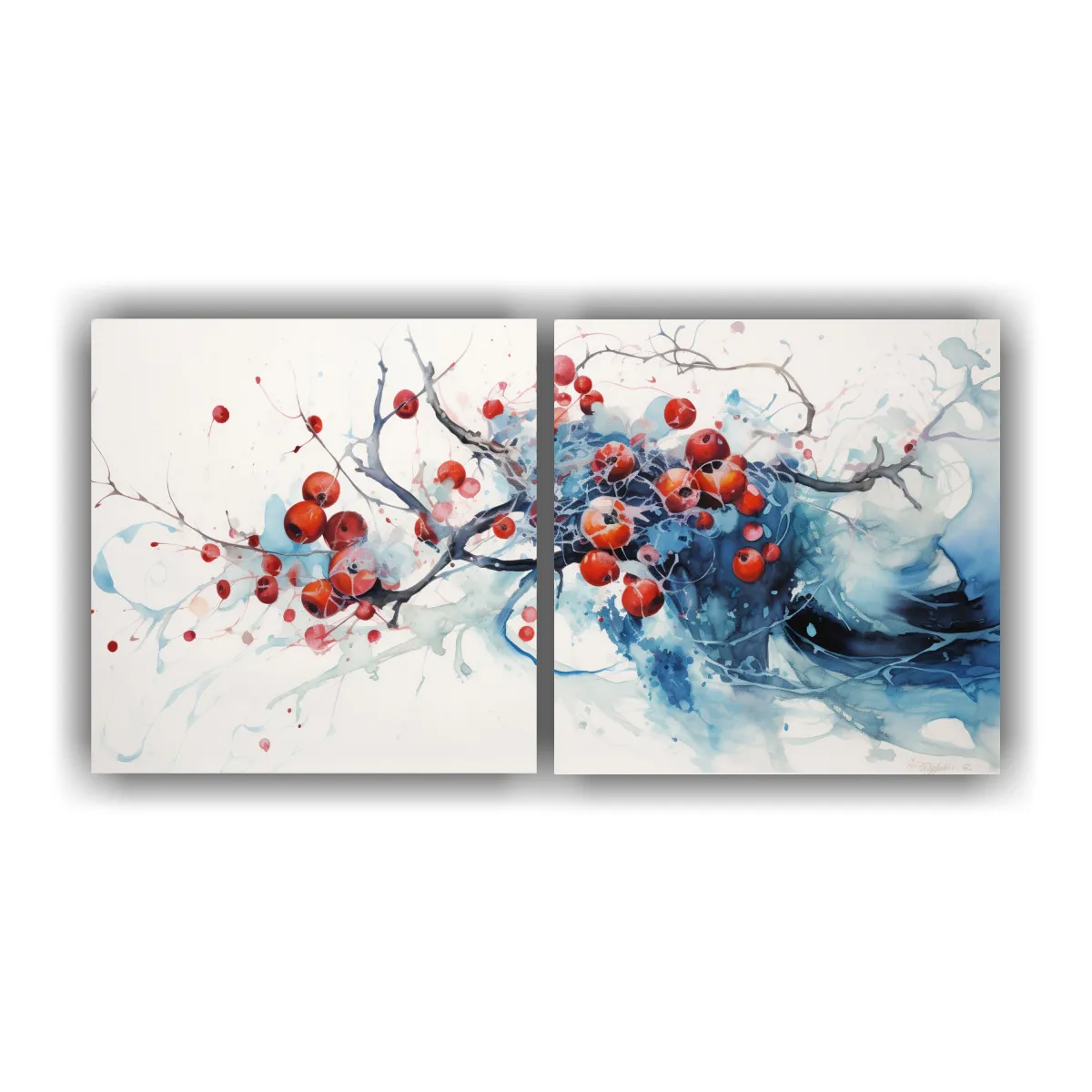 GENERICO - Set 2 Cuadros Conceptuales Lienzo A Fig Tree Rojo Y Azul Col 160x80cm
