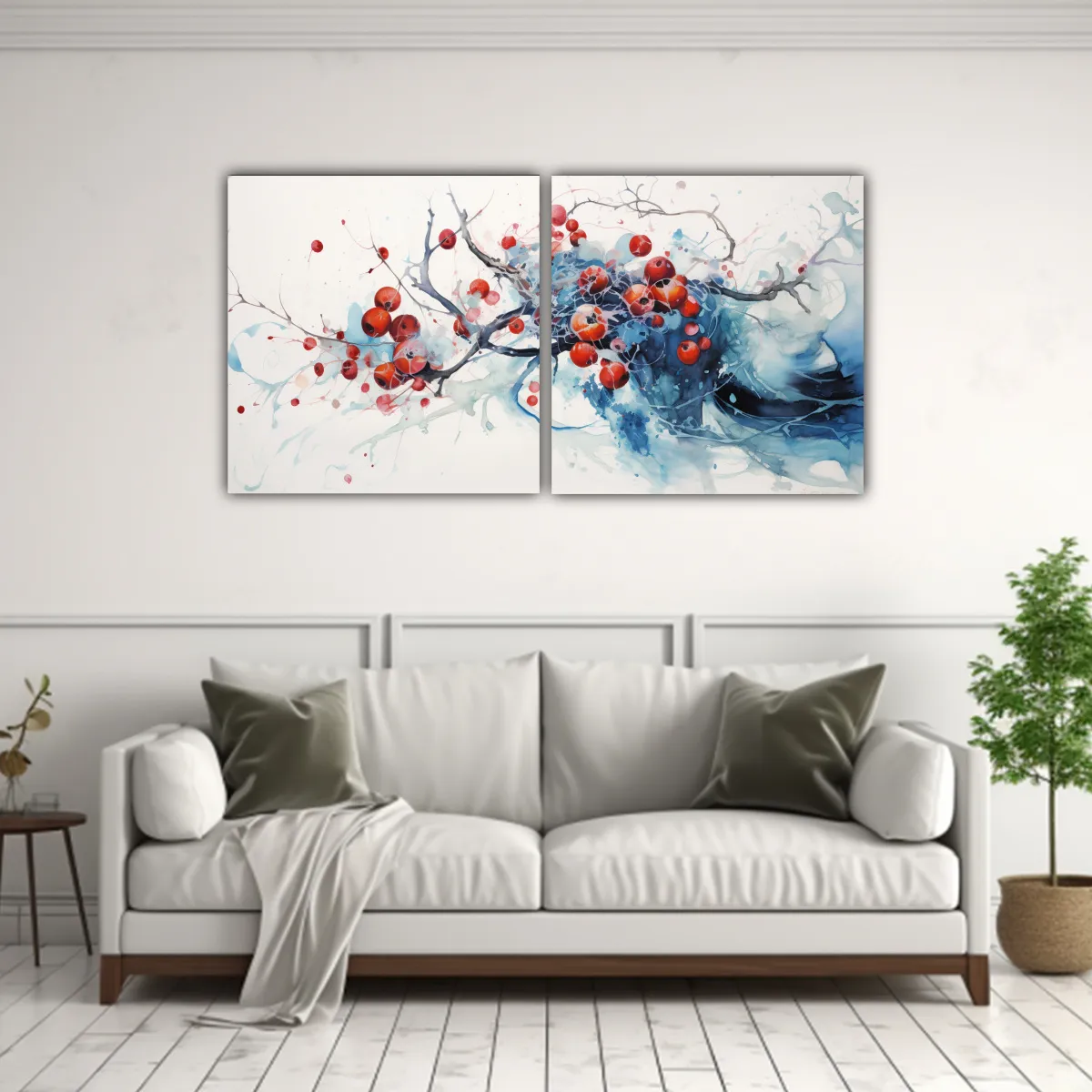 GENERICO - Set 2 Cuadros Conceptuales Lienzo A Fig Tree Rojo Y Azul Col 160x80cm
