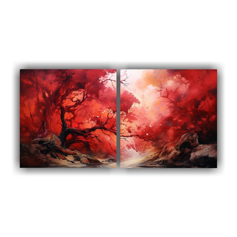 GENERICO - Lienzos De Tela Imagen Innovador A Forest Tree Red Colors 160x80cm