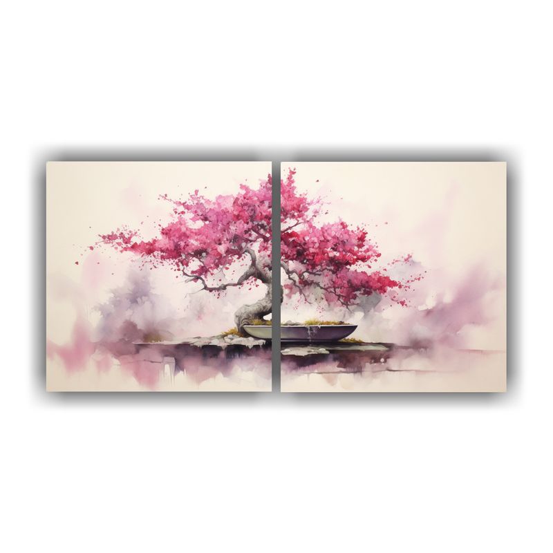 GENERICO - Pintura Abstracta De Belleza Natural En Acuarela Dos Cuadros 160x80cm