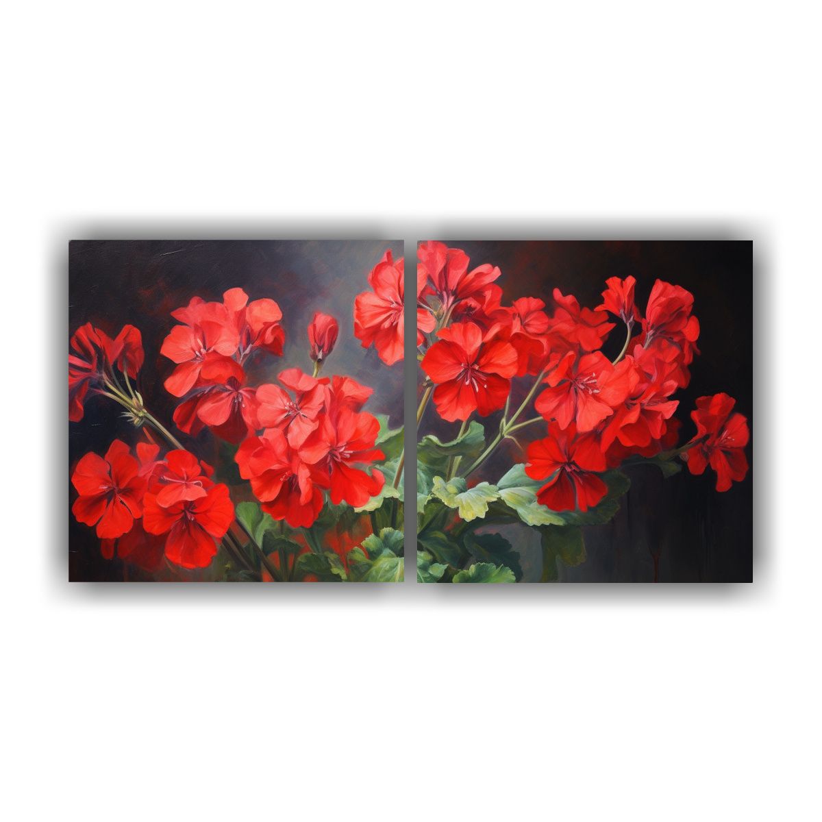 GENERICO - Pintura Abstracta De Geranios En Alto Detalle Con óleo Arte 160x80cm