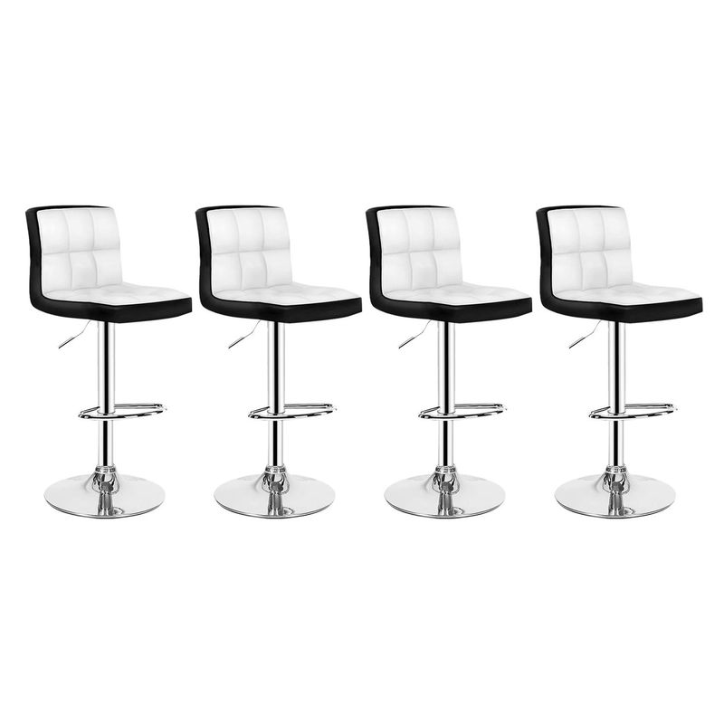 GLOBAL LATIN GROUP - Pack 4 Silla Piso Bar Taburete Con Respaldo Blanco y negro