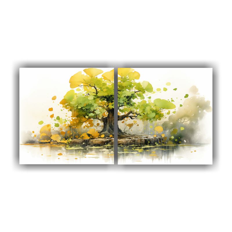 GENERICO - Pinturas Abstractas De Ginkgo Biloba En Acuarelas De Alta Ca 160x80cm