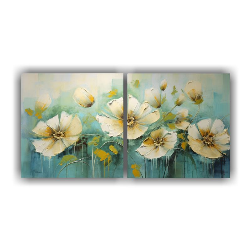 GENERICO - Dos Cuadros Hermoso En Color Completo: Pintura De Flores En  160x80cm