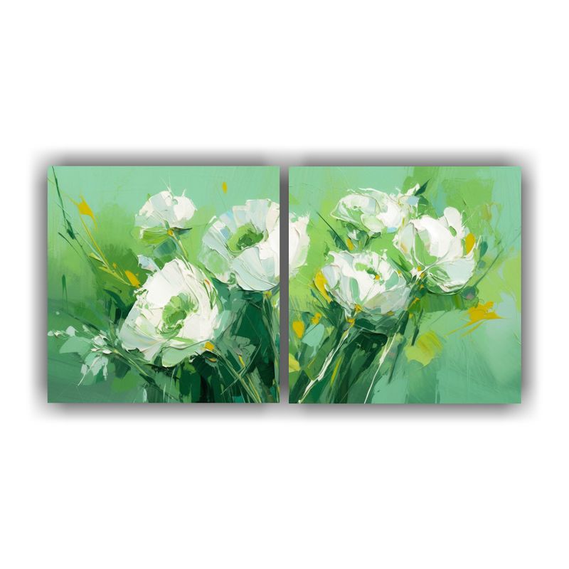 GENERICO - Cuadros Expresión Gama De Colores: Flores Verdes Pintura So 160x80cm