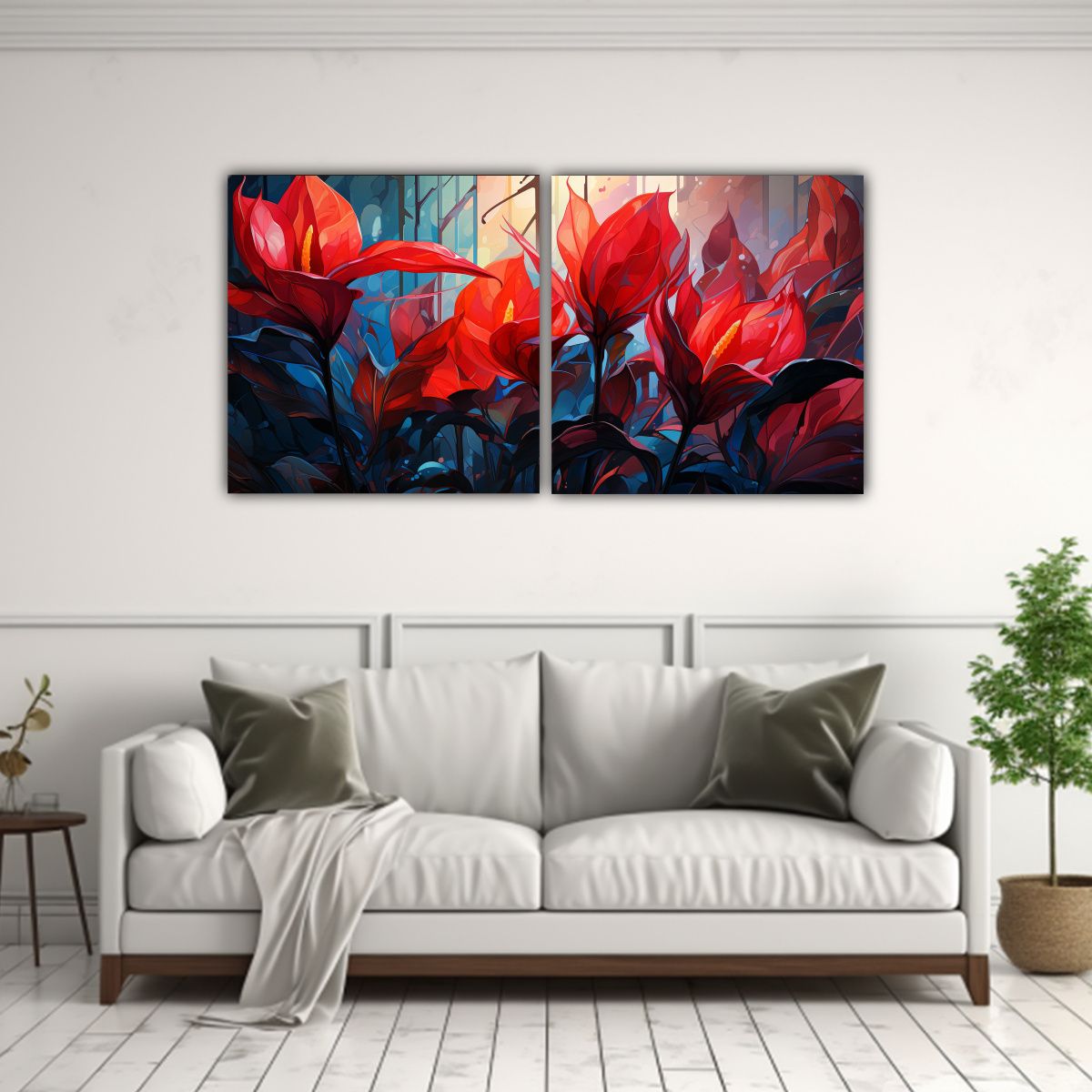 GENERICO - Cuadro Decorativo En Lienzo De Hojas De Heliconia En Colores 160x80cm