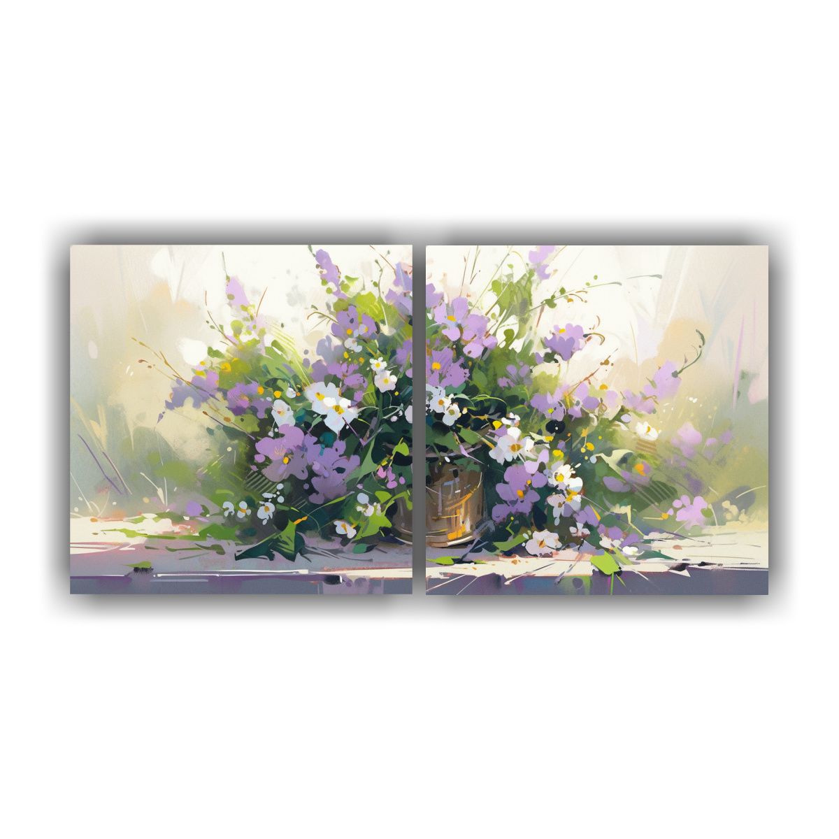 GENERICO - Cuadros Inspiradores De Vida Verde Y Morada Con Flores En Li 160x80cm