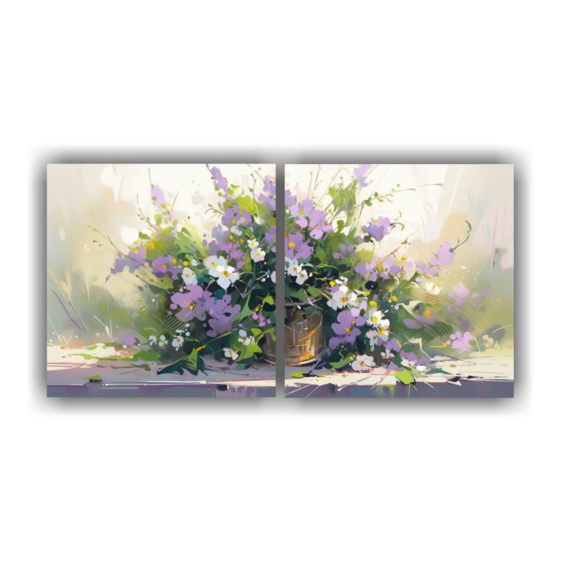 GENERICO - Cuadros Inspiradores De Vida Verde Y Morada Con Flores En Li 160x80cm