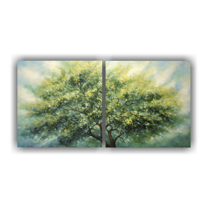 GENERICO - Cuadro Abstracto De árbol De Acebo Estilo óleo Detallado A 160x80cm