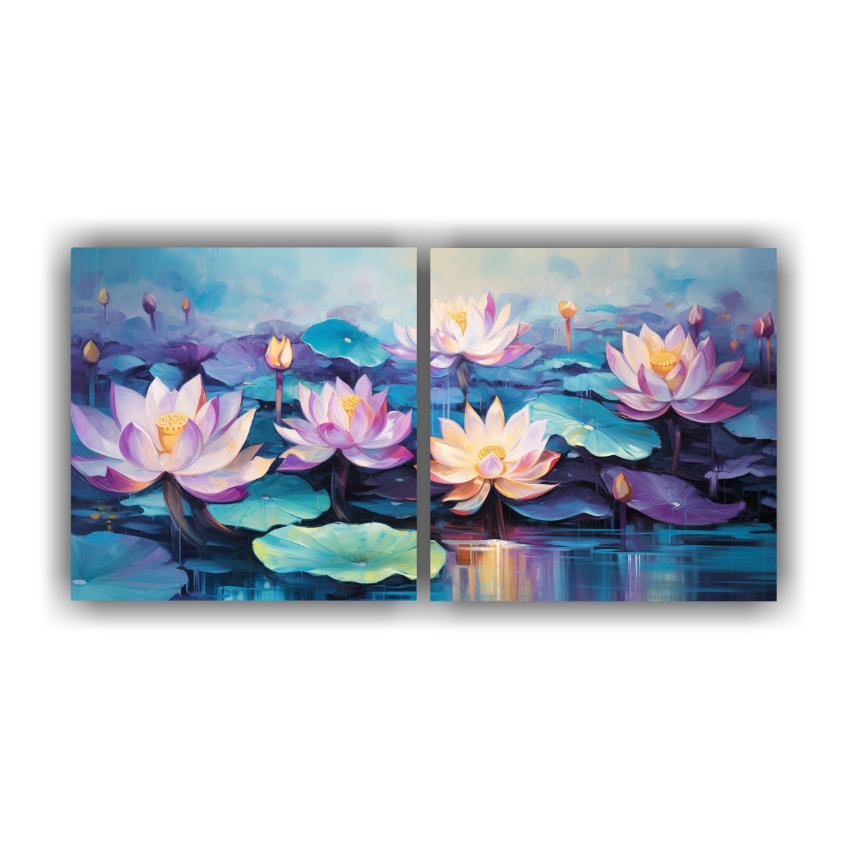 GENERICO - Cuadros Decorativos Con Relieve De Flores De Loto En Tonos P 160x80cm