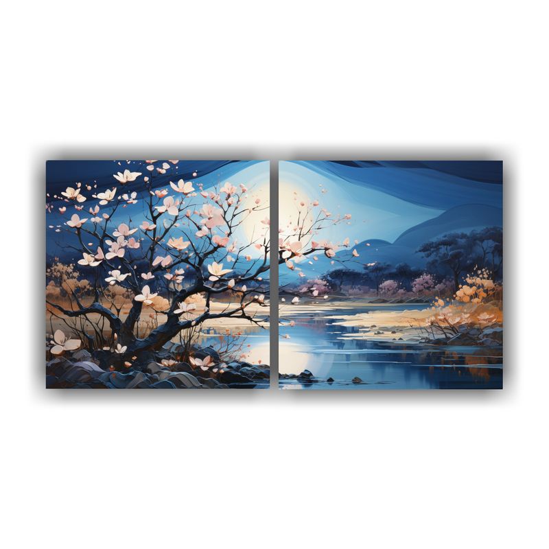 GENERICO - Conjunto 2 Cuadros Inspirador Comedor Árbol De Manglar En T 160x80cm