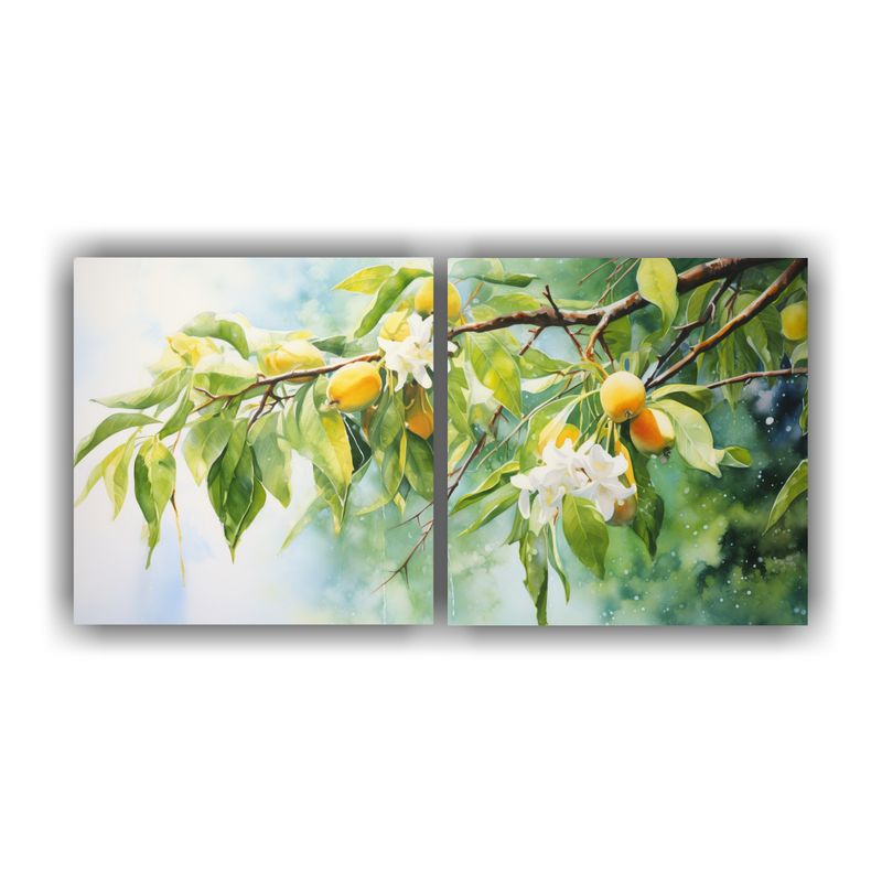 GENERICO - Diptico Vintage Motivo A Mango Tree Pintura Abstracta Acuare 160x80cm
