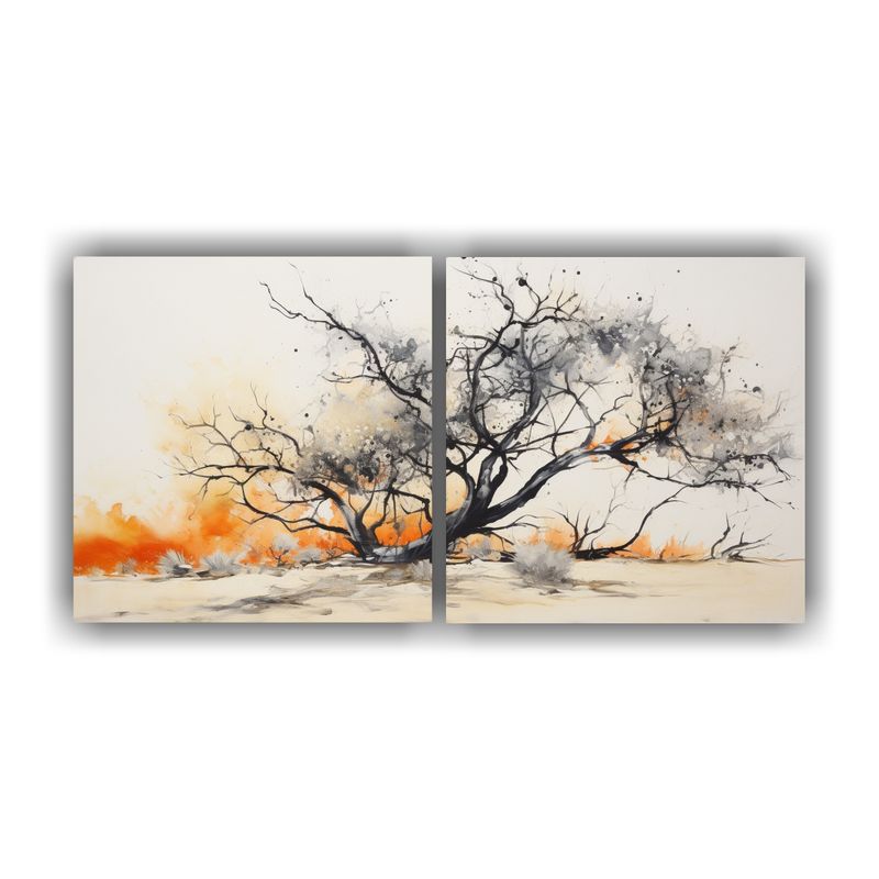 GENERICO - Pintura Abstracta De árbol De Ocotillo En Colores Naranja Y 160x80cm