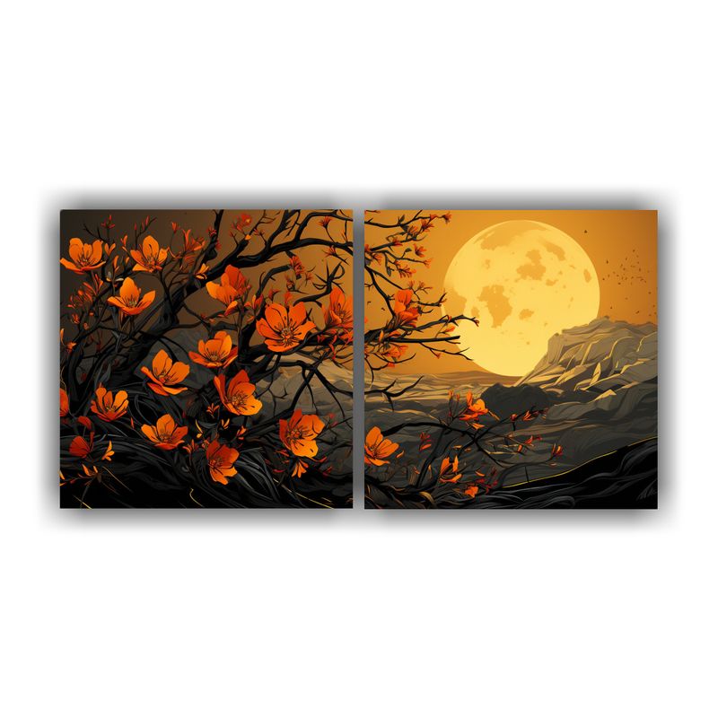 GENERICO - Pinturas Decorativas De Dos Lienzos Forma Estético: Árbol  160x80cm