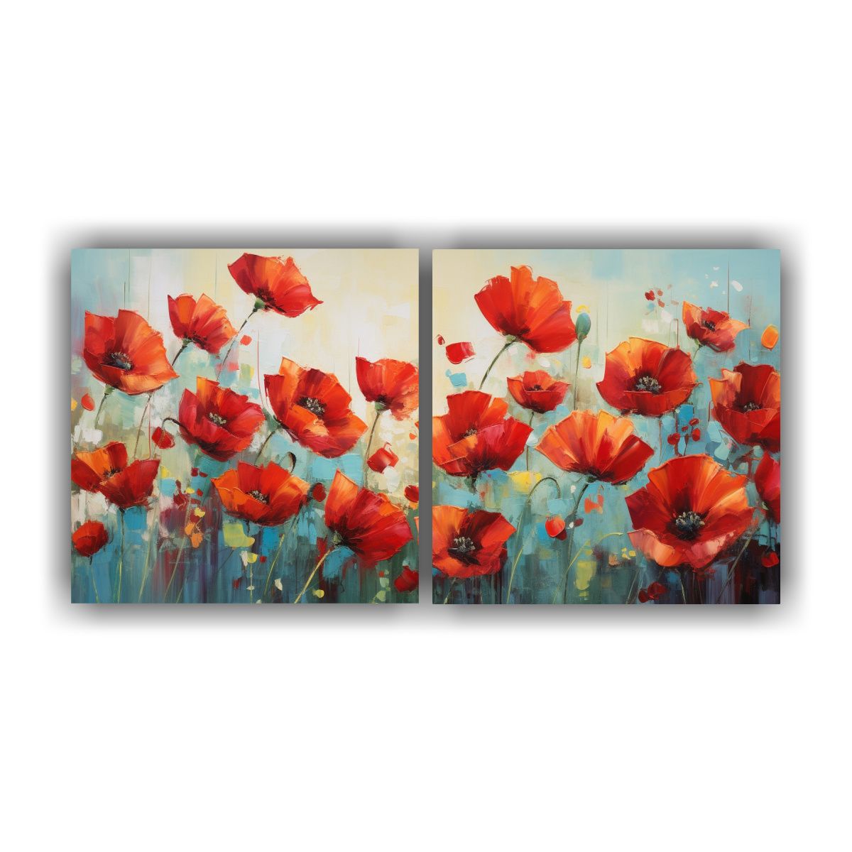 GENERICO - Cuadro Abstracto Alto Detalle óleo Estilo Amapolas Poppies  160x80cm