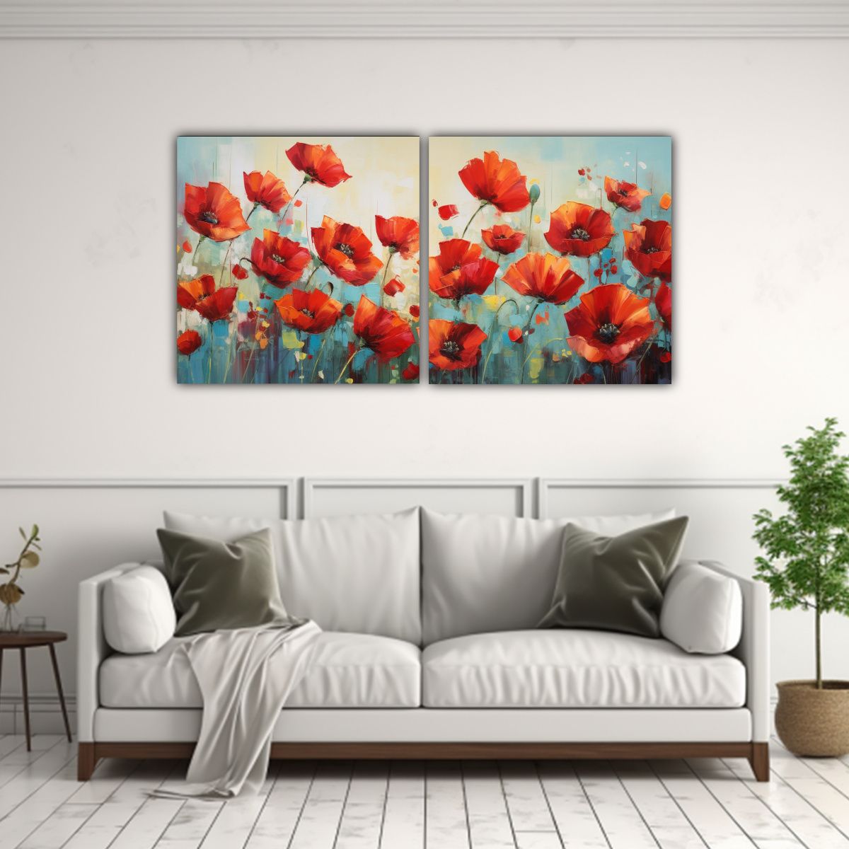 GENERICO - Cuadro Abstracto Alto Detalle óleo Estilo Amapolas Poppies  160x80cm