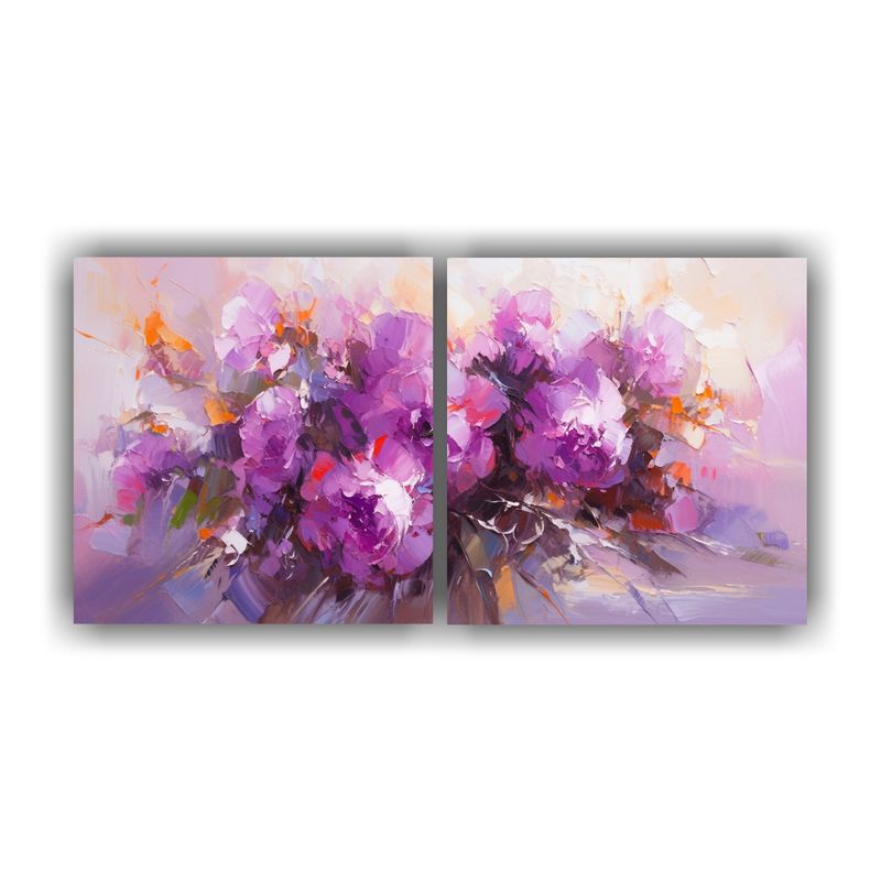 GENERICO - Pintura En Lienzo Para Cuarto Con Flores Púrpuras Y Magenta 160x80cm