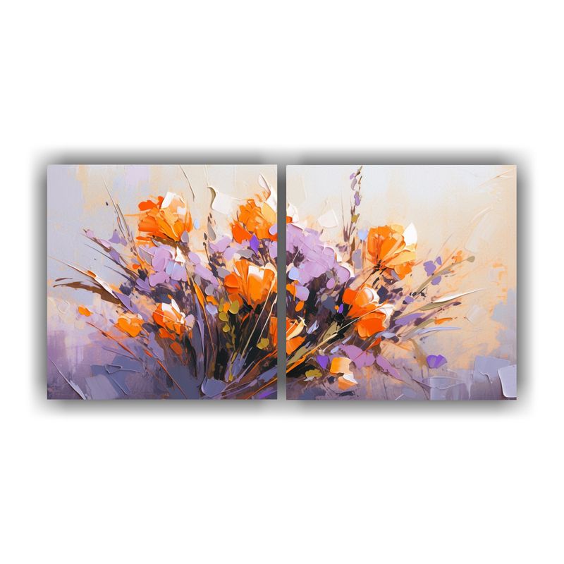 GENERICO - Pintura Vanguardia Para Sala En Lienzos, Flores Moradas Y Na 160x80cm